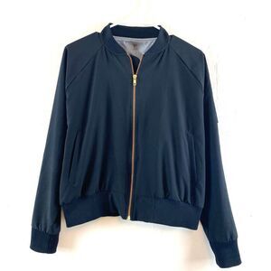 Albion Fit Bomber Jacket Womens Size Medium Black Full Zip Lined Performance